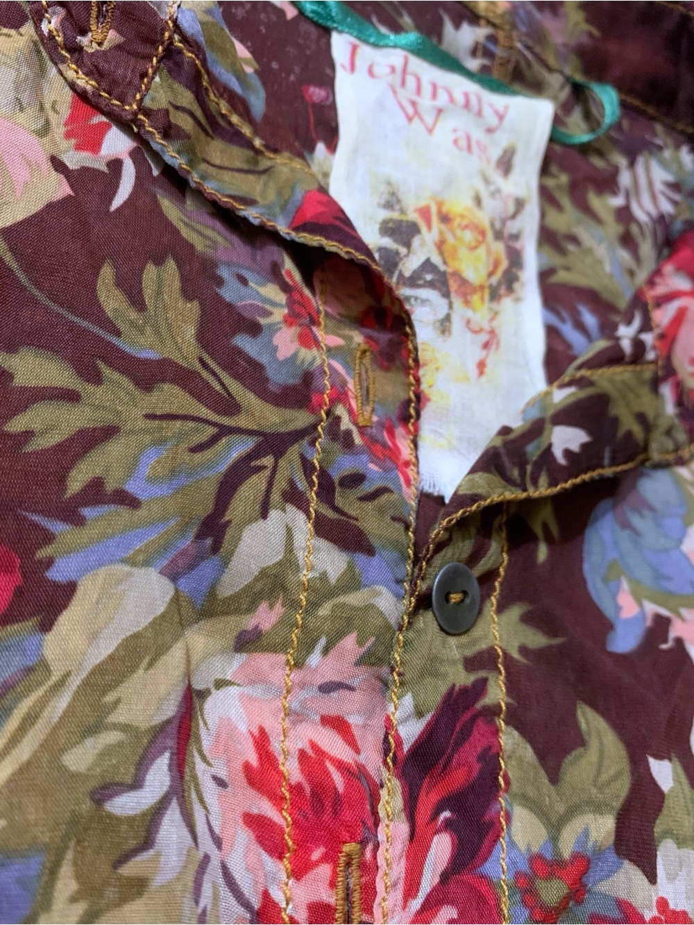 Johnny Was Floral Sheer Layered Button Front Blouse Boho Size S Like New - Picture 10 of 12